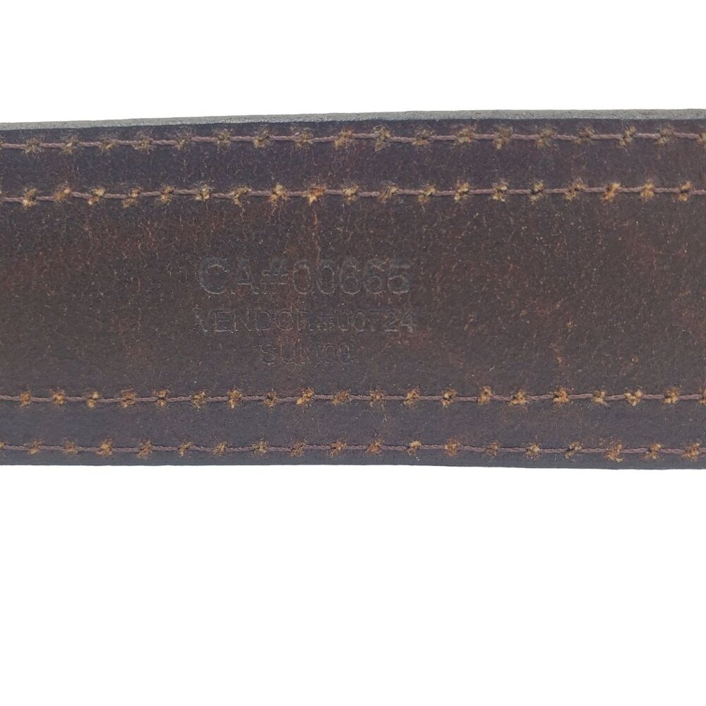 Eddie Bauer Men's Size 48 Brown Leather Stitched Belt England Designer - Picture 10 of 12